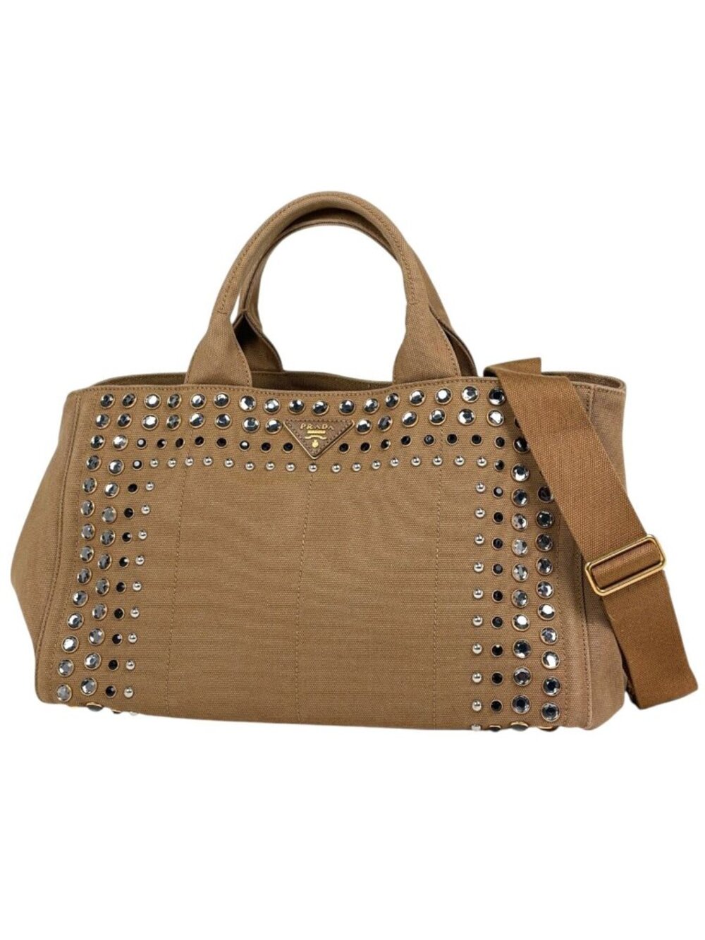 Prada Tote Bag Canapa 2-Way Canvas Brown